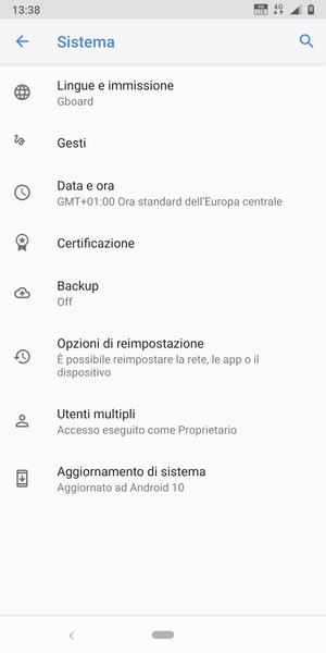 Seleziona Backup