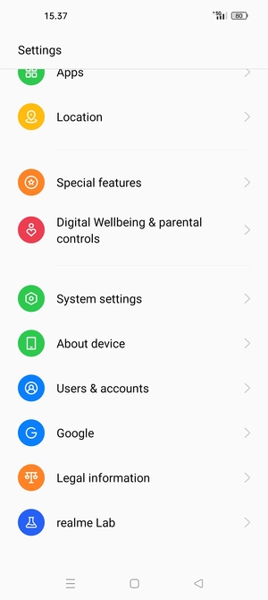 Scroll to and select System settings