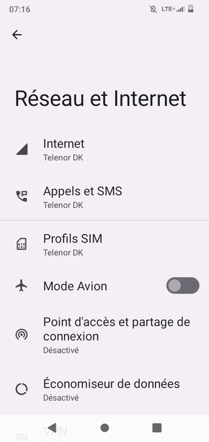 Sélectionnez Profils SIM