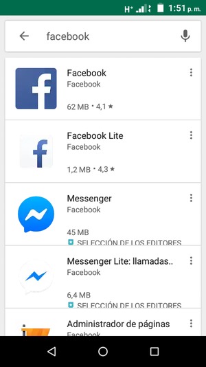 Seleccione la aplicación