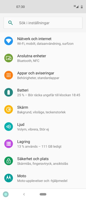 Välj Säkerhet och plats