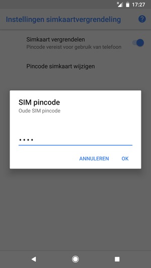 Voer uw Oude SIM pincode in en selecteer OK