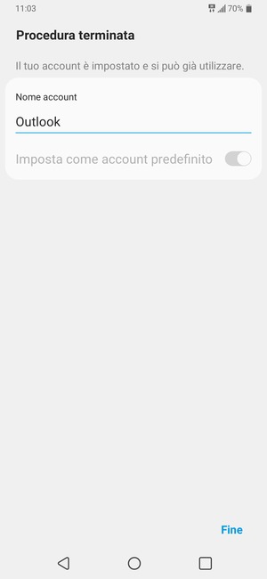 Scegli un nome per il tuo account e seleziona Fine