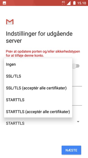 Vælg Ingen og NÆSTE
