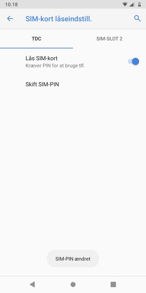 Din SIM PIN er nu ændret