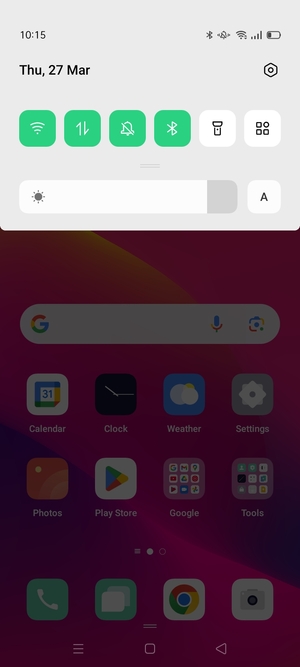 Slide down the top menu again