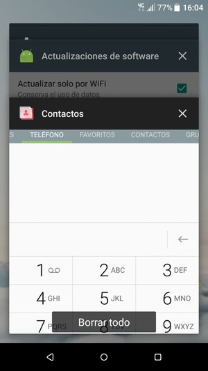 Seleccione Borrar todo para cerrar todas las aplicaciones en ejecución