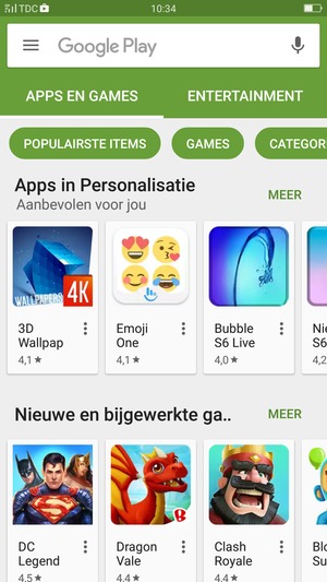 Selecteer de zoekbalk