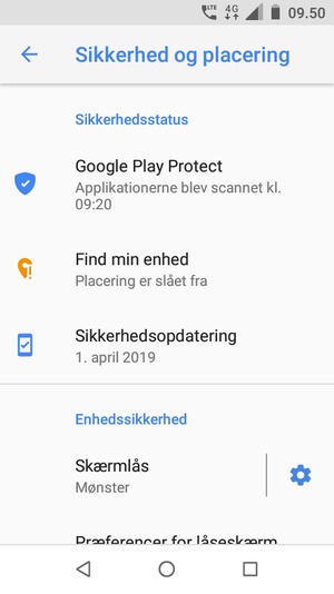 Din telefon er nu sikret med en skærmlås