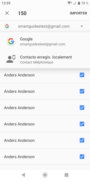 Sélectionnez votre compte Google