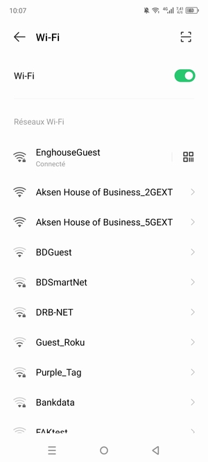 Vous êtes maintenant connecté au réseau Wi-Fi