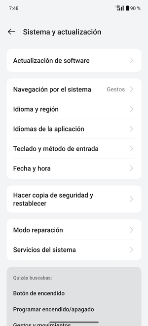 Seleccione Hacer copia de seguridad y restablecer