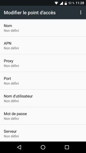 Saisissez les informations Internet