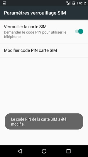 Votre code PIN de la carte SIM a été modifié