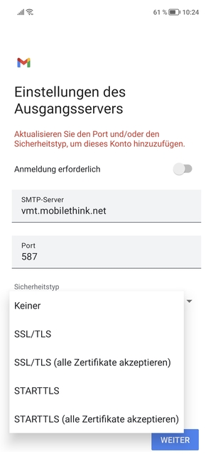 Wählen Sie Keiner und WEITER