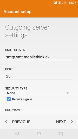 Enter Outgoing server address