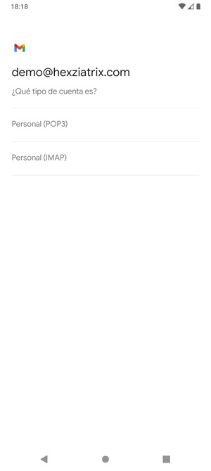 Seleccione Personal (POP3) o Personal (IMAP)