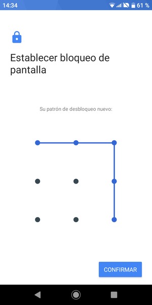 Dibuje de nuevo el patrón de desbloqueo y seleccione CONFIRMAR