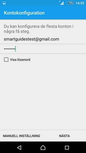 Ange din Gmail- eller Hotmail-adress och lösenord. Välj NÄSTA