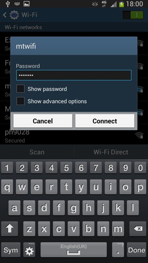 Enter the Wi-Fi password and select Connect
