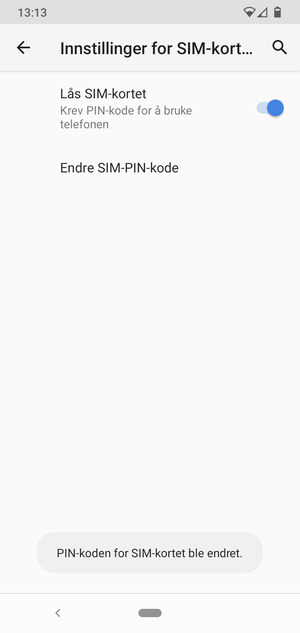 Din PIN-kode for SIM-kort er endret