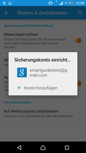 Wählen Sie Ihr Konto für Backup