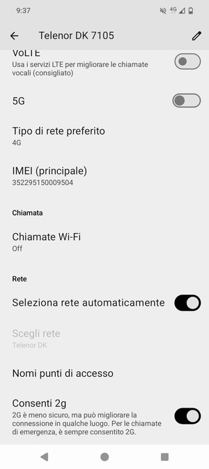 Scorri e seleziona Nomi punti di accesso