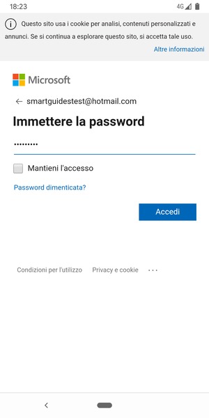 Inserisci la tua password e seleziona Accedi