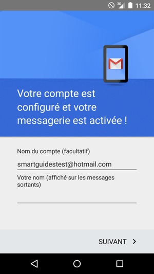 Donnez un nom à votre compte et saisissez votre nom. Sélectionnez SUIVANT
