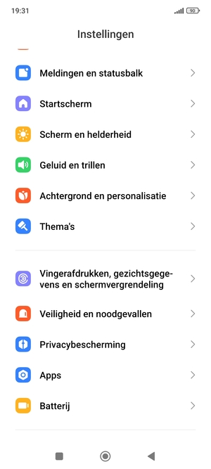 Scroll naar en selecteer Vingerafdrukken, gezichtsgegevens en schermvergrendeling