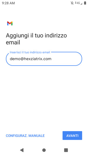 Inserisci il tuo indirizzo email e seleziona AVANTI