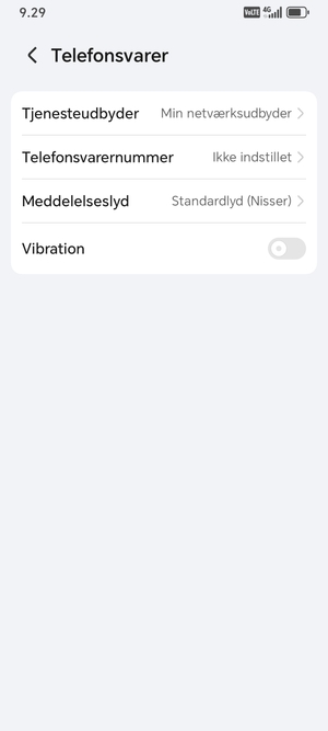 Vælg Telefonsvarernummer