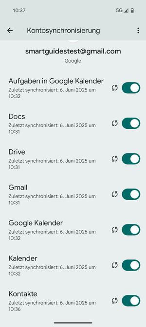 Stellen Sie sicher, dass Kontakte ausgewählt ist