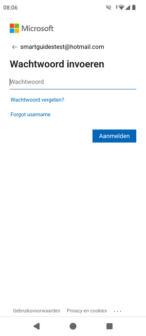 Voer uw Hotmail wachtwoord in en selecteer Aanmelden