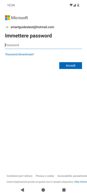Inserisci la tua password e seleziona Accedi