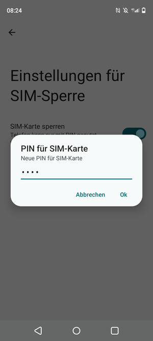 Geben Sie Ihre Neue PIN der SIM-Karte ein und wählen Sie OK