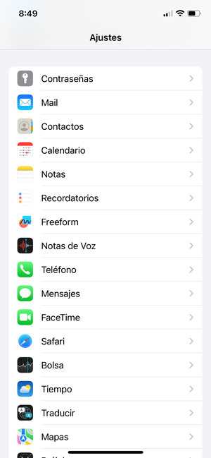 Desplácese y seleccione Mail