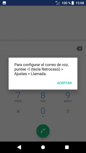 Si el correo de voz no está configurado, seleccione ACEPTAR