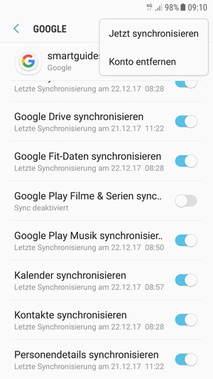 Wählen Sie Jetzt synchronisieren