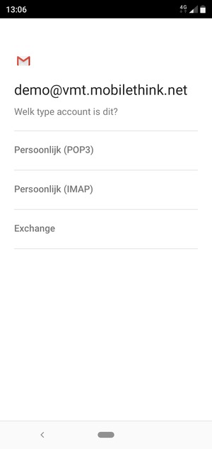 Selecteer Persoonlijk (POP3) of Persoonlijk (IMAP)