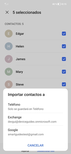 Seleccione su cuenta Google