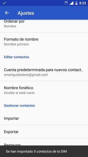 Sus contactos se guardarán en su cuenta de Google y se guardarán en su teléfono la próxima vez que Google sea sincronizado.