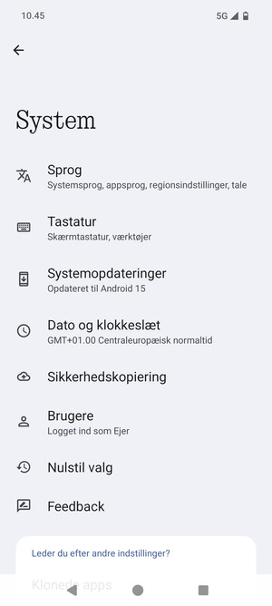 Vælg Sikkerhedskopiering