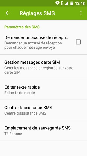 Sélectionnez Centre d'assistance SMS