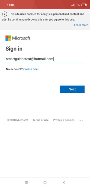 Enter your Hotmail address and select Next