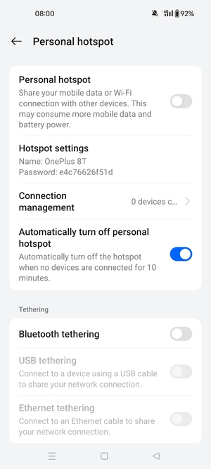 Turn Personal hotspot on