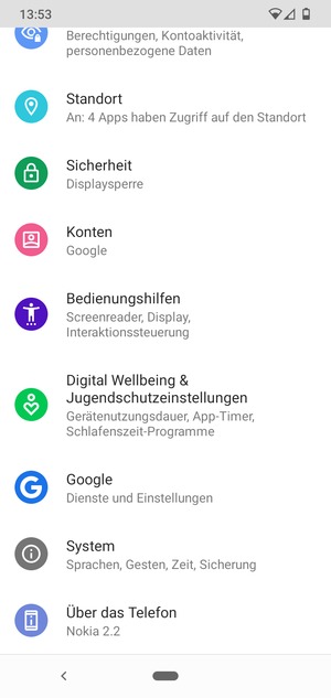 Scrollen Sie und wählen Sie System