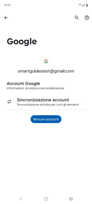 Seleziona Sincronizzazione account