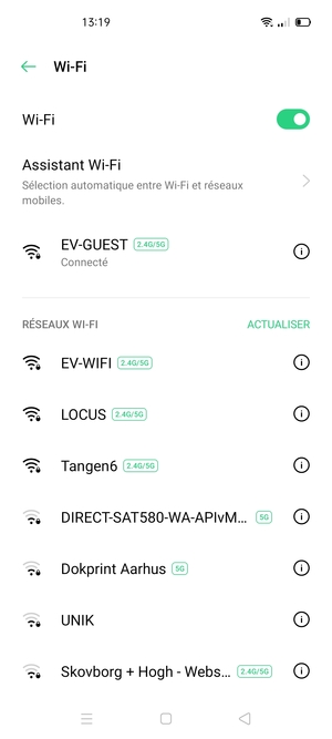 Vous êtes maintenant connecté au réseau Wi-Fi