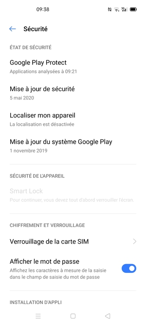 Faites défiler et sélectionnez Verrouillage de la carte SIM